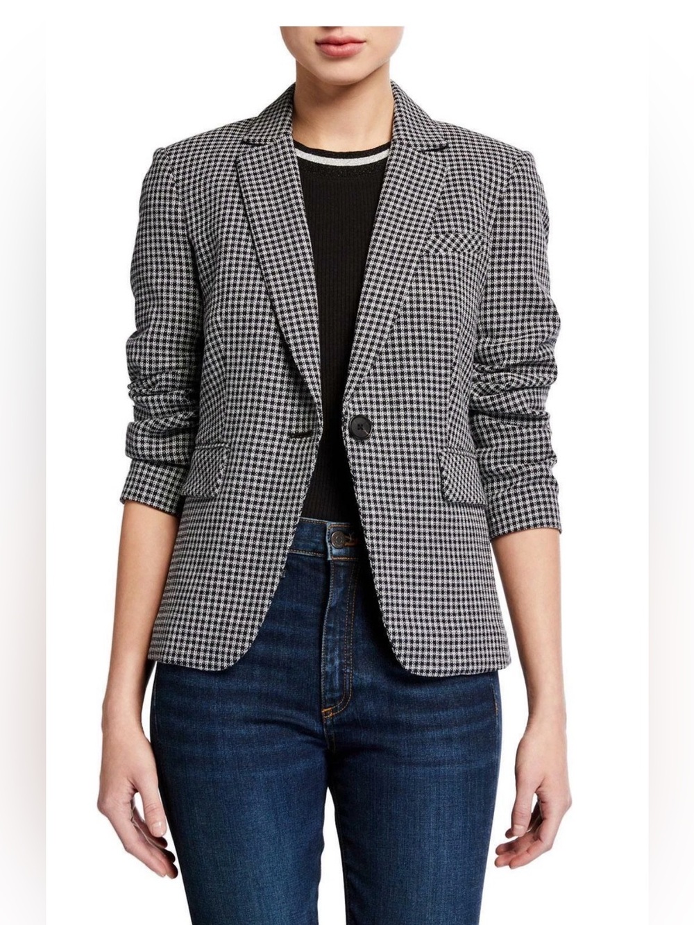 VERONICA BEARD Schoolboy Blazer Black & White Houndstooth 
Size 12